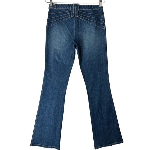 VTG Cache Jeans Y2K Low Rise Flare Pintuck Design Funky Clubwear‎ Medium Wash - Picture 2 of 13